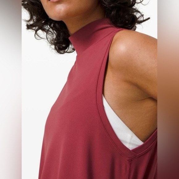 Lululemon All Aligned A line Dress Chianti Red Mock Neck Loose Trapeze - Picture 3 of 11